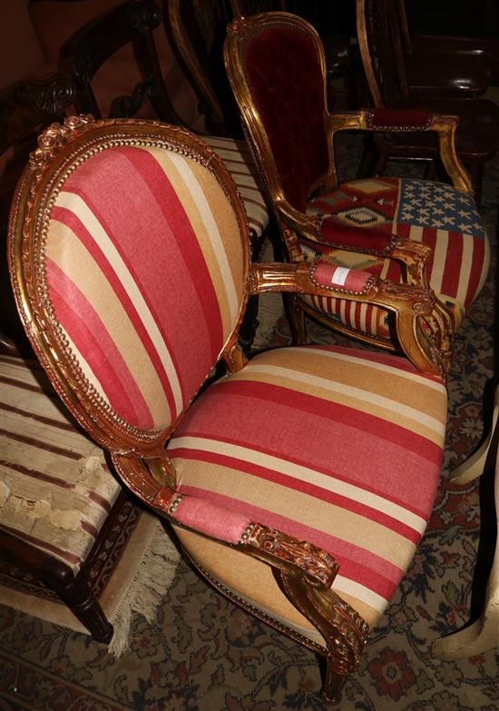 2 gilt armchairs